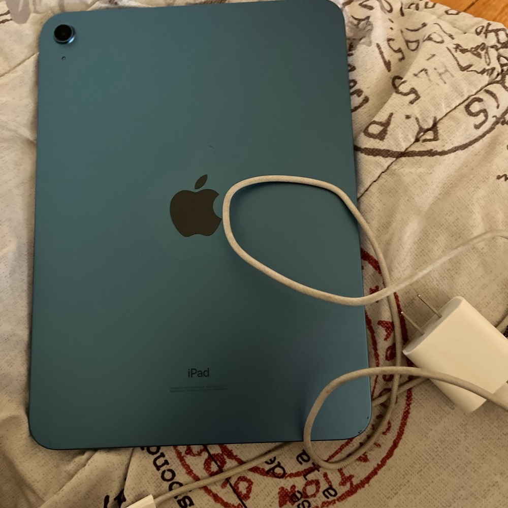 Blue Apple IPad 10 generation with charger